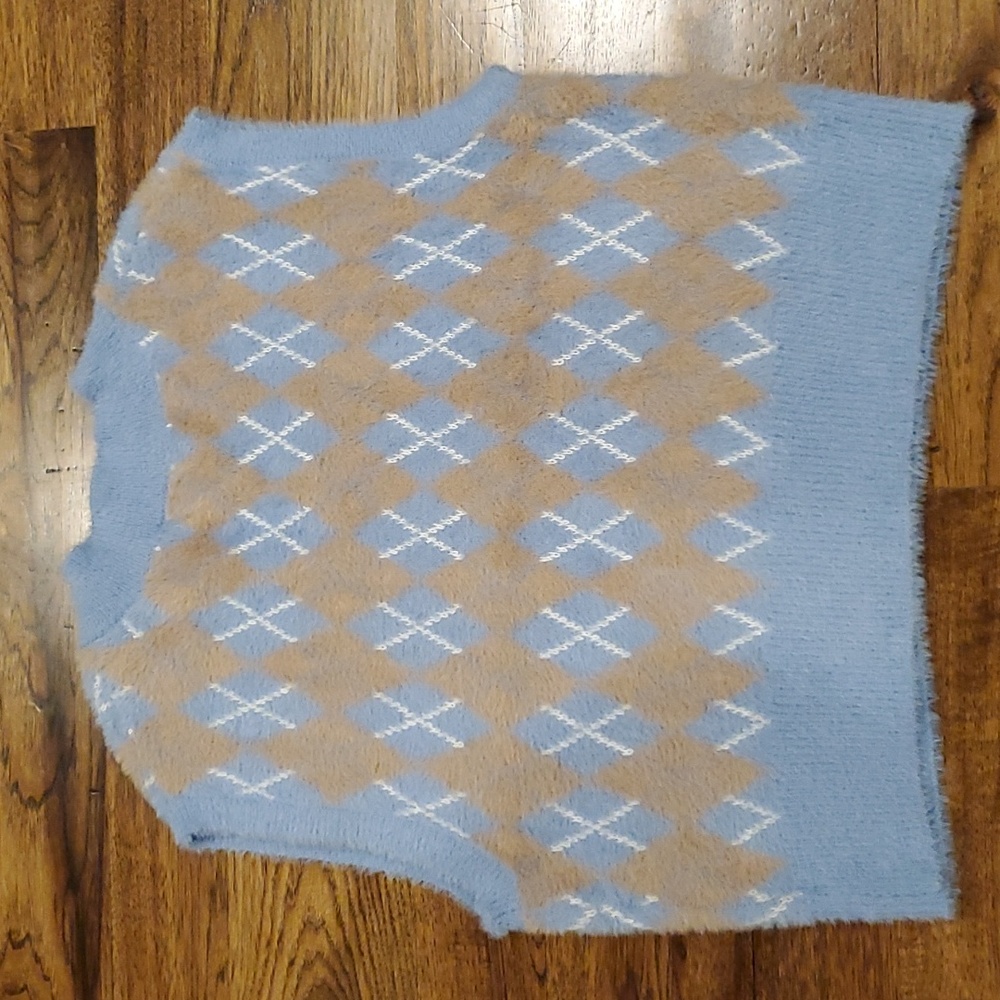 Womens William Rast blue argyle sweater vest size M - Picture 3 of 4